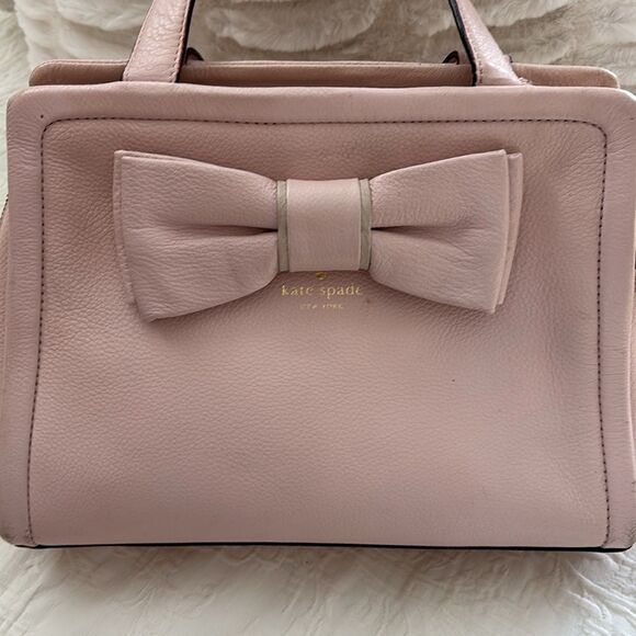 Kate Spade Pink Rose Bow Pebble Soft Leather Crossbody Shoulder Bag Purse - Picture 4 of 16